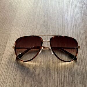 quay australia all in tortoise brown gold small aviator sunglasses eyewear NEW